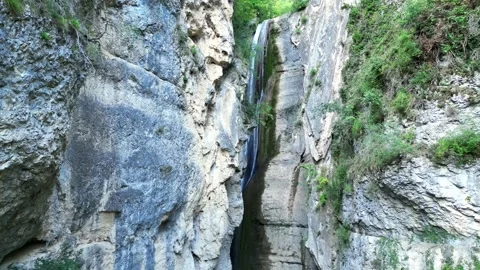 Panoramic aerial view of Chute de la Druise Waterfall. Stock Footage 246448168
