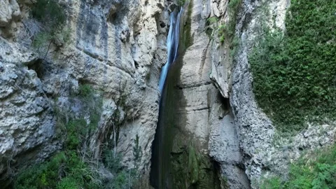 Panoramic aerial view of Chute de la Druise Waterfall. Stock Footage 246448376