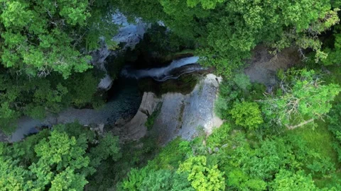 Panoramic aerial view of Chute de la Druise Waterfall. Stock Footage 246449066