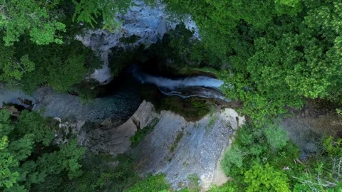Panoramic aerial view of Chute de la Druise Waterfall. Stock Footage 246449784