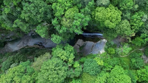 Panoramic aerial view of Chute de la Druise Waterfall. Stock Footage 246450037