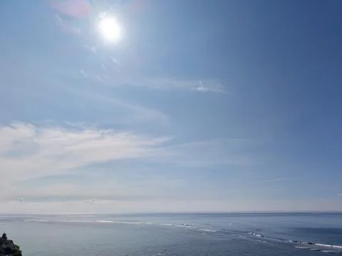 Panoramic Aerial View of Deep Blue Ocean Horizon Stock Photos