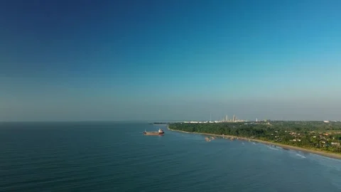 Panoramic Aerial View of Dermaga Beach Tuban East Java June 7 2026 Stock Footage 337015905