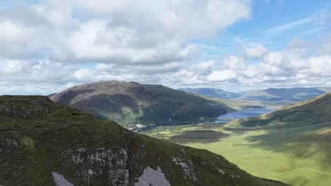 Panoramic aerial view of the dramatic mountain landscape of Connemara, Ireland, Stock Footage 342663820