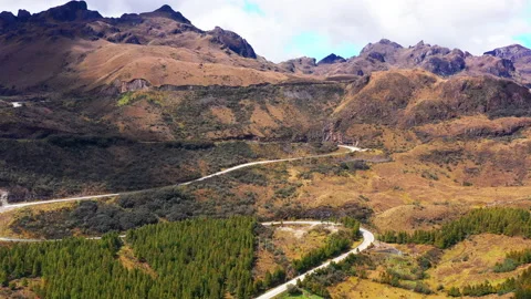 Panoramic aerial view of El Cajas national Park in the Ecuadorian Andes (4k) Video stock 169237280