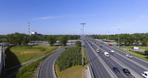 Panoramic Aerial View Of A Freeway Intersection Stock Footage 90434165