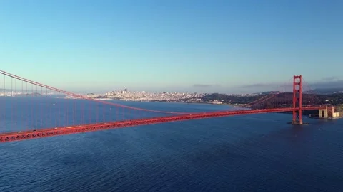 Panoramic Aerial View Of Golden Gate Bridge In San Francisco With City Skyline Stock Footage 339065577