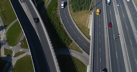 Panoramic Aerial View Of A Highway Intersection Stock Footage 90434038