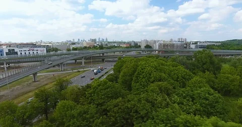 Panoramic Aerial View On A Highway Junction Stock Footage 89862332