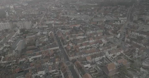 Panoramic Aerial View of Historic and Modern Ghent, Belgium Stock-Footage 344128094