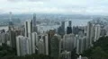Panoramic Aerial View Hong Kong Island Skyline Victoria Harbour Kowloon Building HD Footage