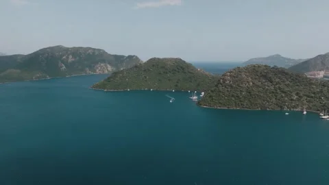 Panoramic Aerial View of Islands Surrounded by Blue Sea Stock Footage 282931458
