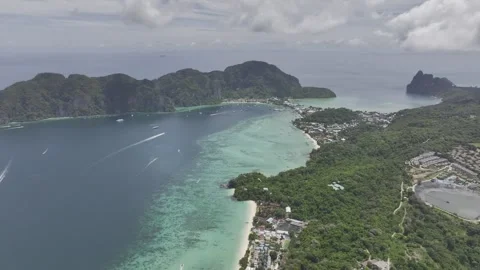 Panoramic aerial view of Koh Phi Phi Don island Thailand Stock Footage 266675457