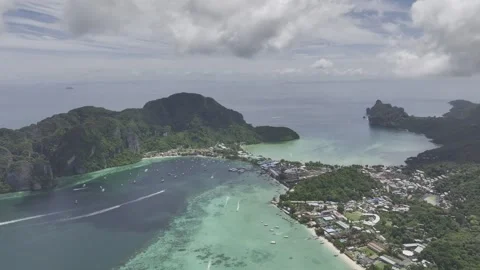 Panoramic aerial view of Koh Phi Phi Don island Thailand Video stock 266675612
