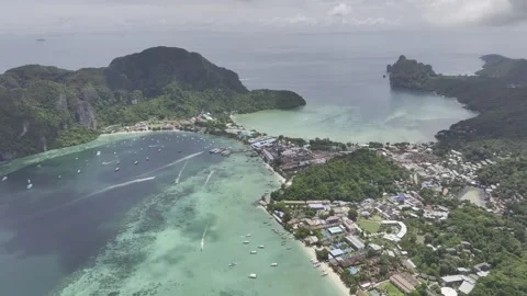 Panoramic aerial view of Koh Phi Phi Don island Thailand Stock Footage 266675865