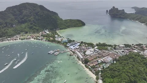 Panoramic aerial view of Koh Phi Phi Don island Thailand Video stock 266675901