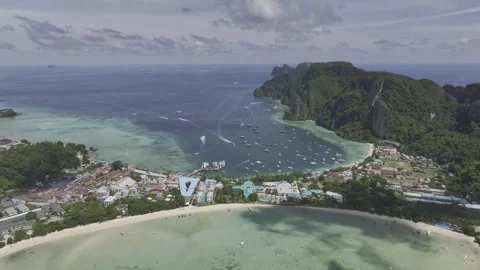 Panoramic aerial view of Koh Phi Phi Don island Thailand Stock-Footage 266676544