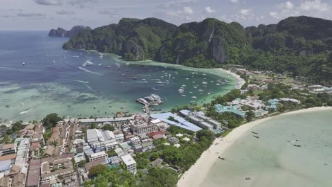 Panoramic aerial view of Koh Phi Phi Don island Thailand Stock-Footage 266676737