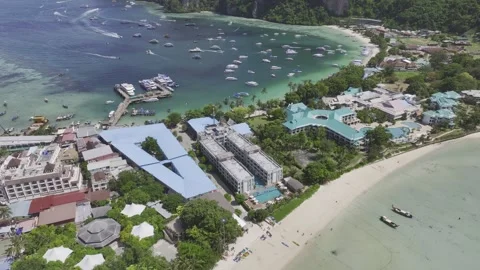 Panoramic aerial view of Koh Phi Phi Don island Thailand Video stock 266677125