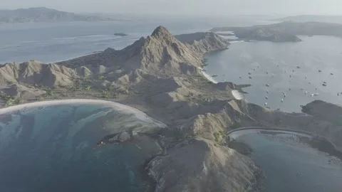 Panoramic aerial view of komodo padar island at dawn in indoensia Stock Footage 267354533