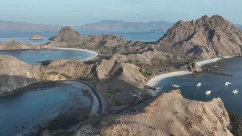 Panoramic aerial view of komodo padar island at dawn in indoensia Stock Footage 267354748