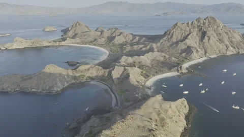 Panoramic aerial view of komodo padar island at dawn in indoensia Stock Footage 267376687