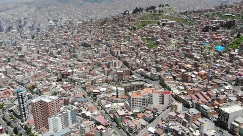 Panoramic Aerial View Of A Large Latin American City (La Paz, Bolivia) Stock Footage 194471855