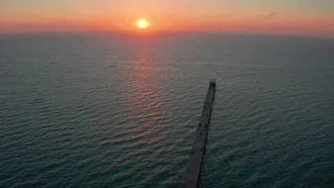 Panoramic aerial view of Largs Bay Jetty in South Australia, Adelaide Stock Footage 168817031