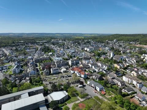 Panoramic Aerial View of Mechernich, Eifel, Germany Spring – Town Landscape Stock Photos