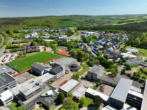 Panoramic Aerial View of Mechernich, Eifel, Germany Spring – Town Landscape Stock Photos