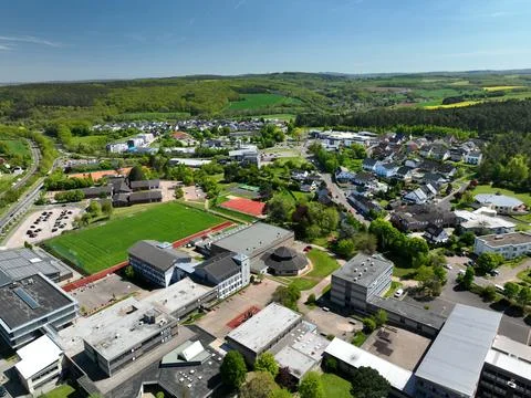 Panoramic Aerial View of Mechernich, Eifel, Germany Spring – Town Landscape Stock Photos
