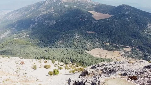 Panoramic Aerial View on Mediterranean Landscape from Famous Babadag Mountain Video stock 320143102
