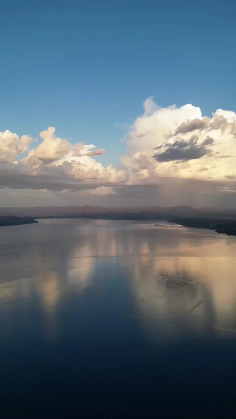 Panoramic aerial view of Nahuel Huapi Lake, Bariloche Argentina Stock Footage 277578600