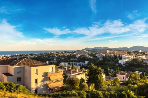 Panoramic aerial view of Nice Stock Photos
