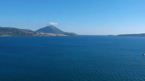 Panoramic aerial view over Divari beach near Navarino bay, Gialova. It is one Stock Footage 197577808
