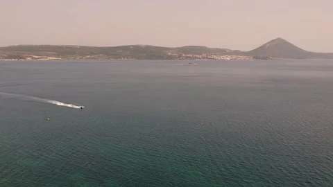 Panoramic aerial view over Divari beach near Navarino bay, Gialova. It is one Vídeos de archivo 197602894
