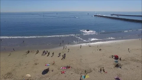 Panoramic aerial view of Pacific Ocean and Corona del Mar beach and coastline Stock Footage 73854850