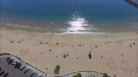 Panoramic aerial view of Pacific Ocean and Corona del Mar beach and coastline Stock Footage 73854861