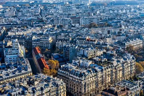 Panoramic aerial view of Paris from Eiffel Tower. Beautiful view of Paris s.. Stock Photos