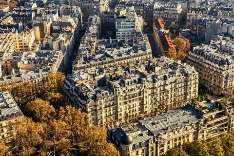 Panoramic aerial view of Paris from Eiffel Tower. Beautiful view of Paris s.. Stock Photos