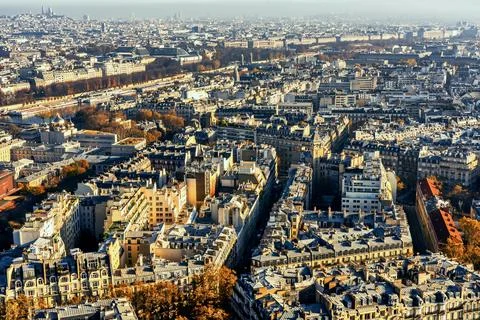 Panoramic aerial view of Paris from Eiffel Tower. Beautiful view of Paris s.. Stock Photos