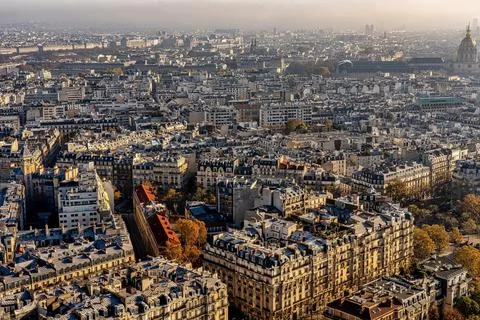 Panoramic aerial view of Paris from Eiffel Tower. Beautiful view of Paris s.. Stock Photos