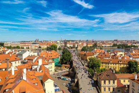 Panoramic aerial view of Prague Stock Photos