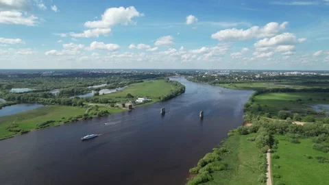 Panoramic aerial view of the river Video stock 278029274