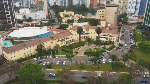 Panoramic Aerial View of San Isidro in Lima, Peru Stock Footage 339496201