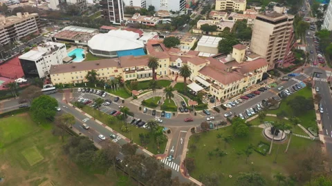 Panoramic Aerial View of San Isidro in Lima, Peru Stock Footage 339496532