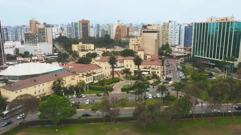 Panoramic Aerial View of San Isidro in Lima, Peru Video stock 339496542