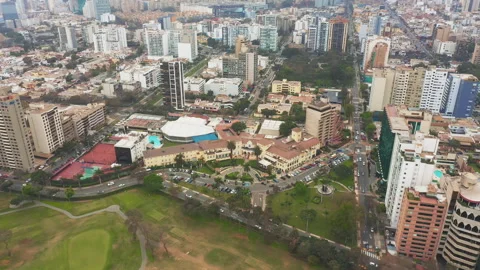 Panoramic Aerial View of San Isidro in Lima, Peru Video stock 339496582