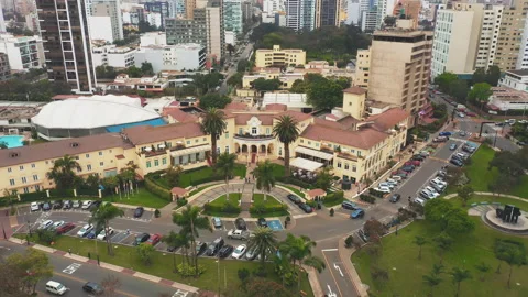 Panoramic Aerial View of San Isidro in Lima, Peru Stock Footage 342737358
