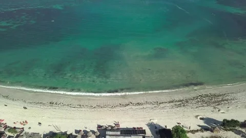 Panoramic Aerial View of Sandy Beach and Coastal Hills in Lombok Indonesia Stock Footage 344863811